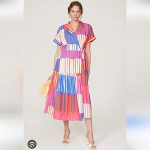 Hutch Rosen Pink Blue Stripe Wrap Dress Size S